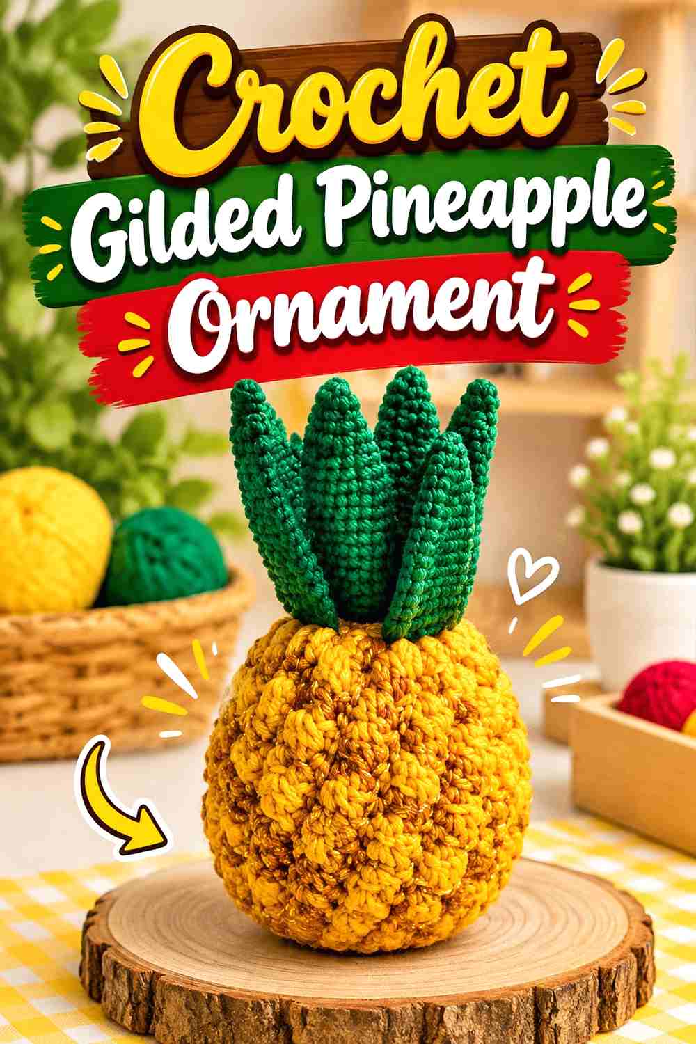 8. Crochet Gilded Pineapple Ornament