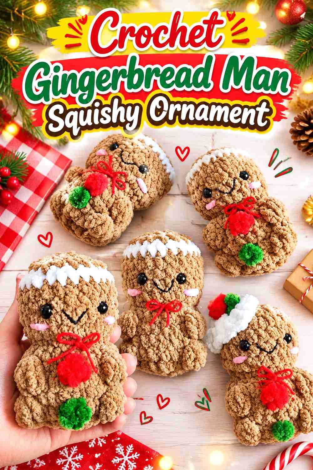 7. Crochet Gingerbread Man Squishy Ornament