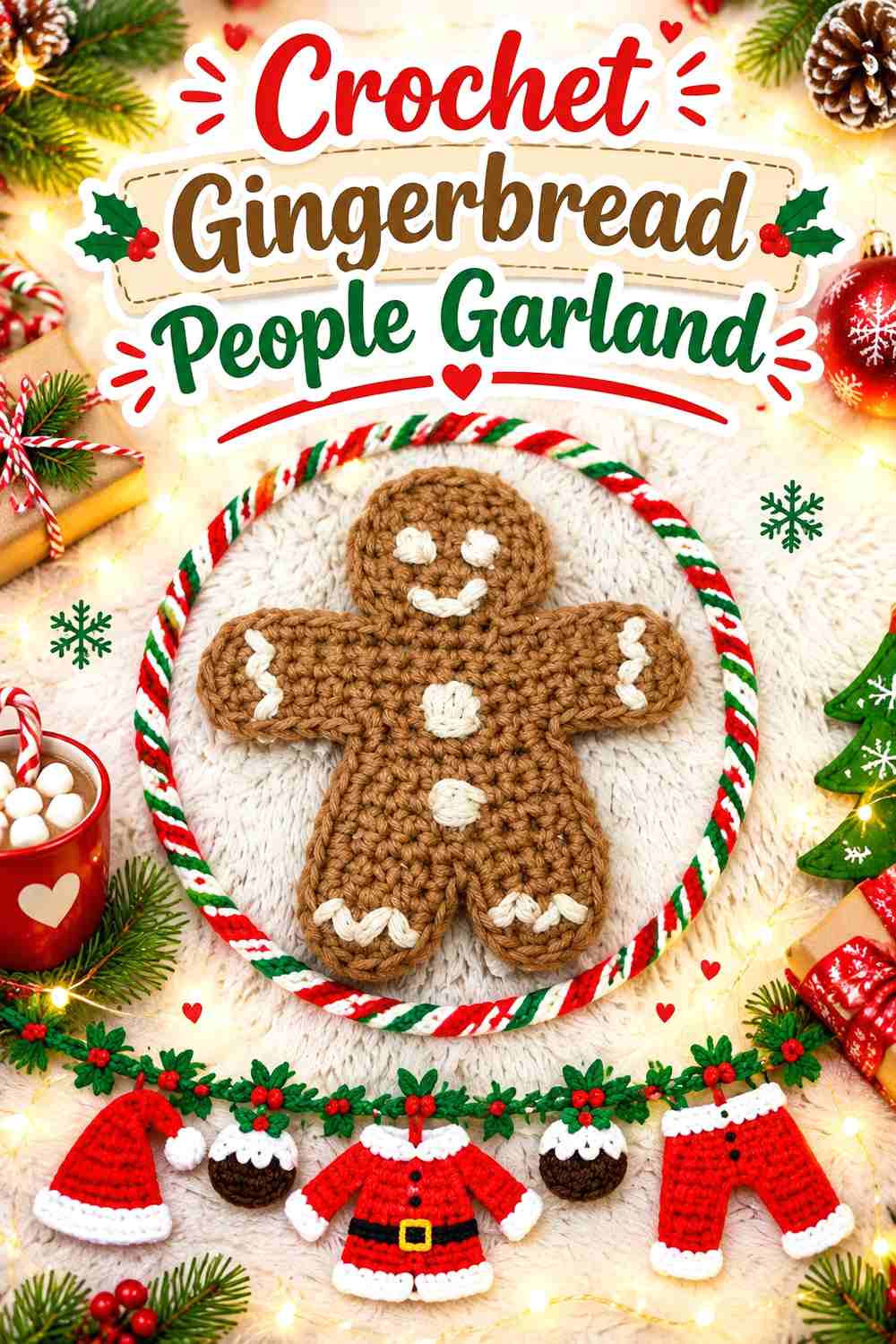 14. Crochet Gingerbread People Garland