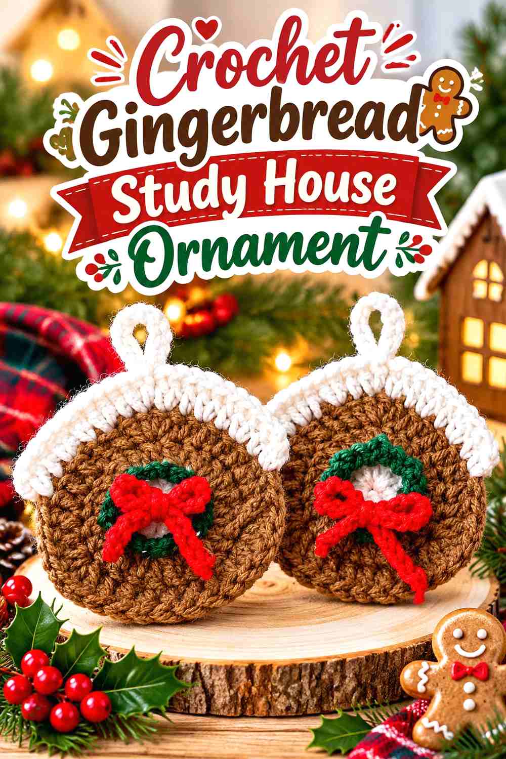 10. Crochet Gingerbread Study House Ornament