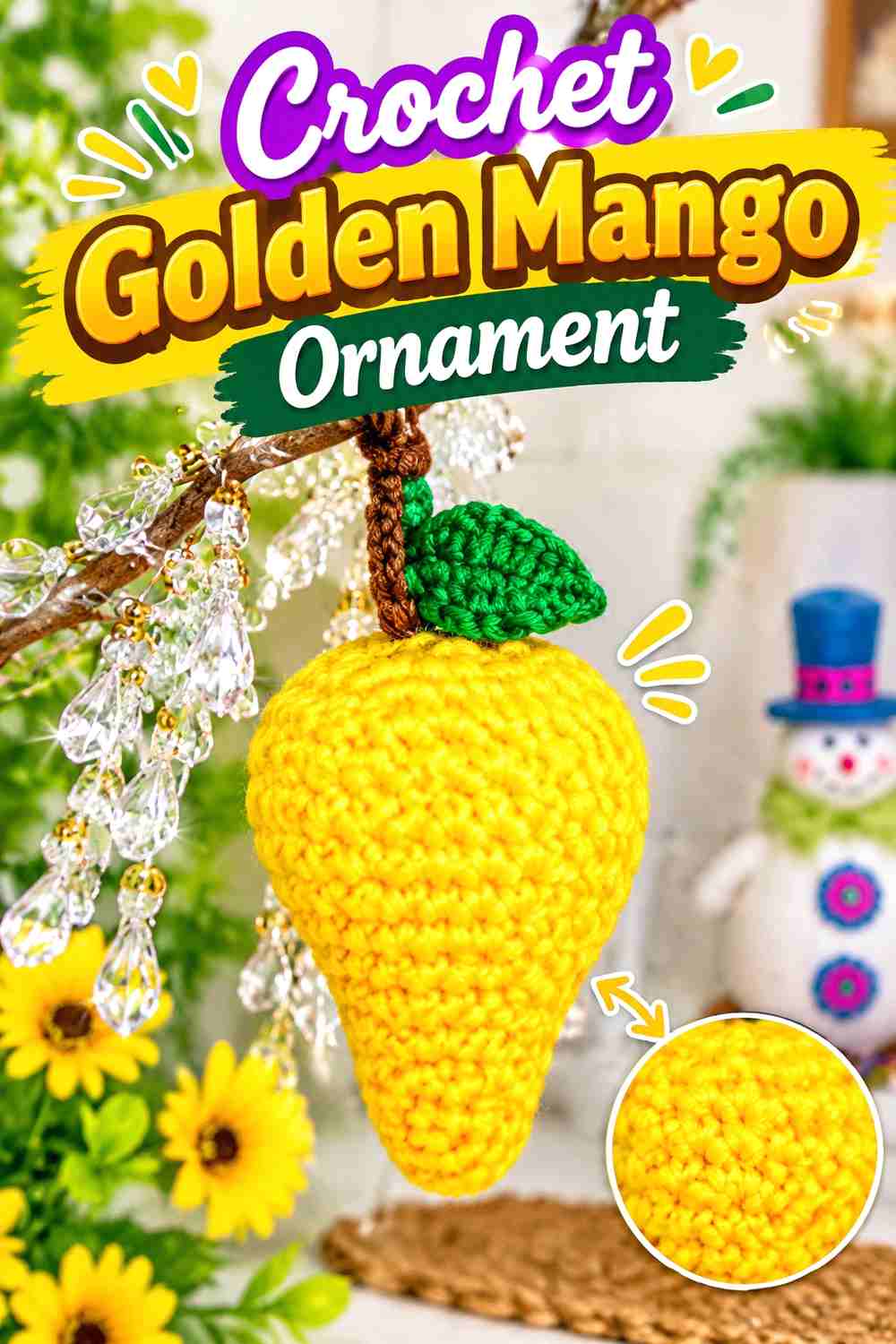 12. Crochet Golden Mango Ornament