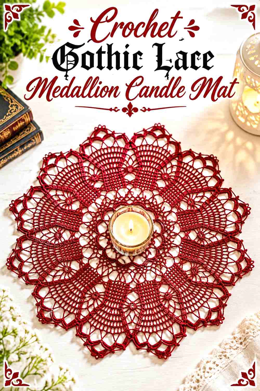 Crochet Gothic Lace Medallion Candle Mat