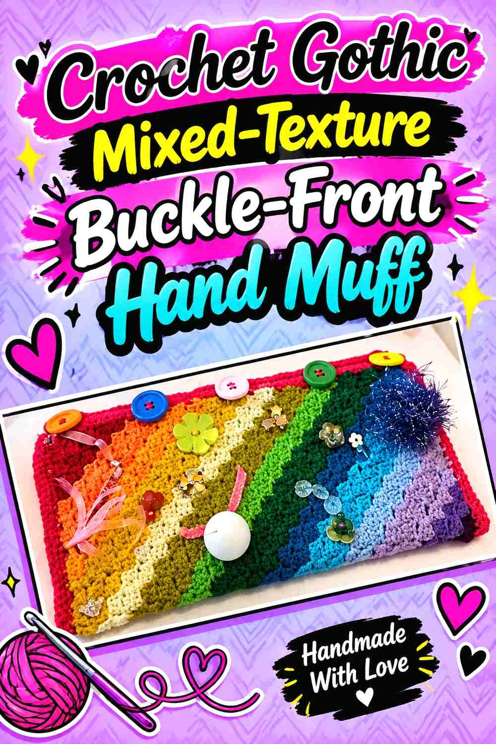 10. Crochet Gothic Mixed-Texture Buckle-Front Hand Muff