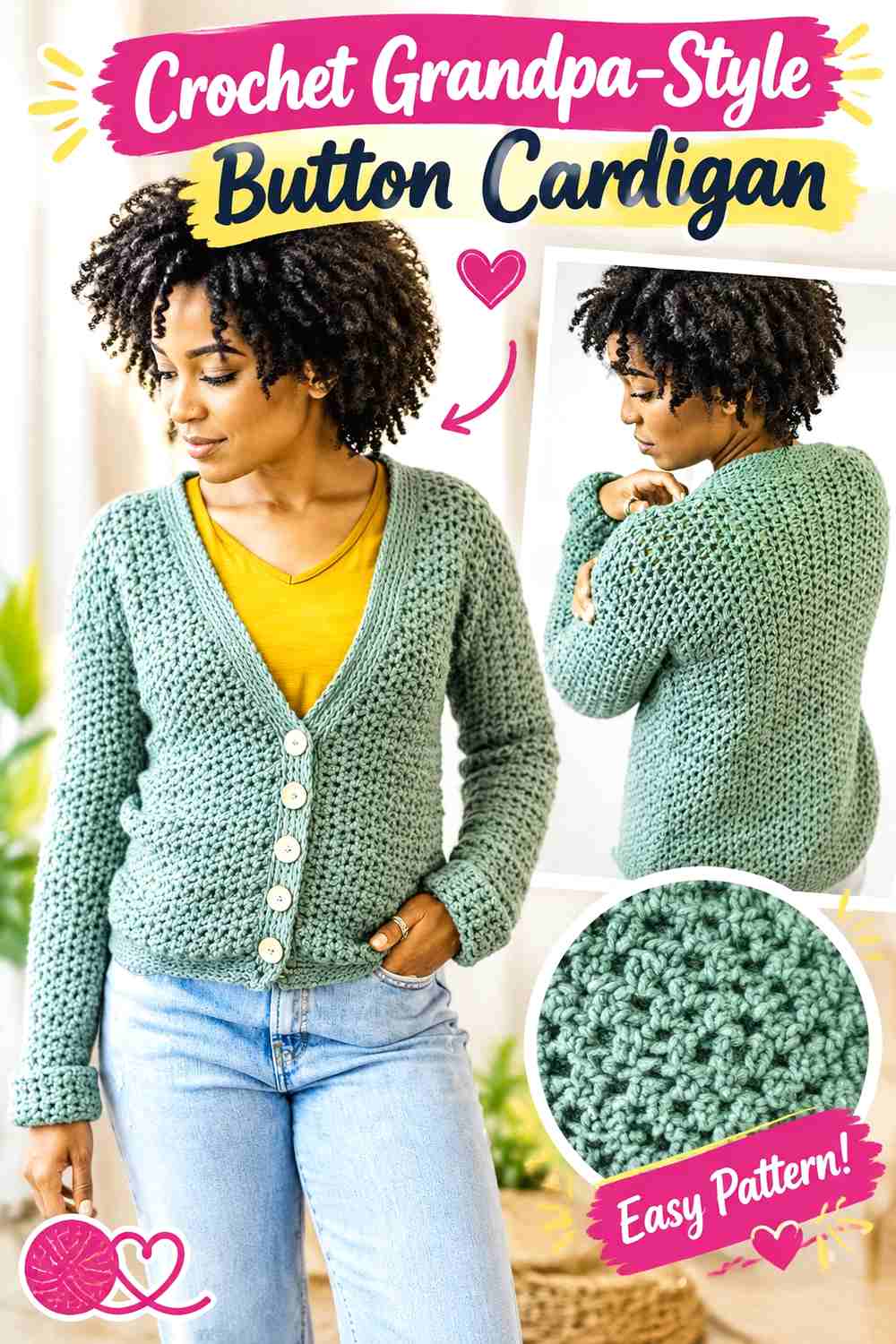 2. Crochet Grandpa-Style Button Cardigan