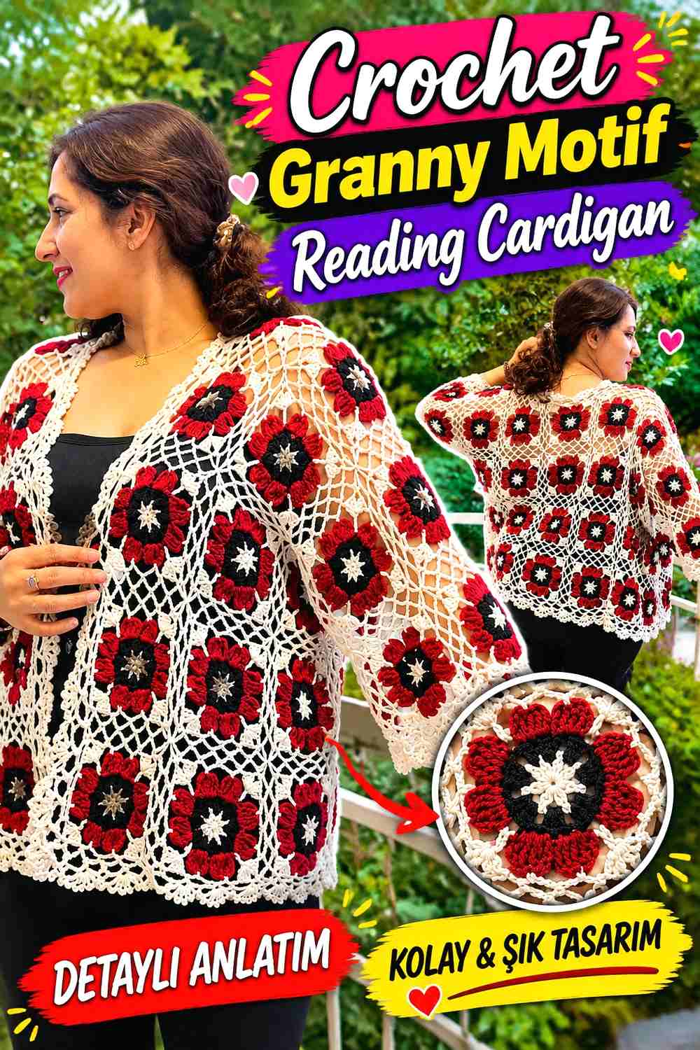 4. Crochet Granny Motif Reading Cardigan