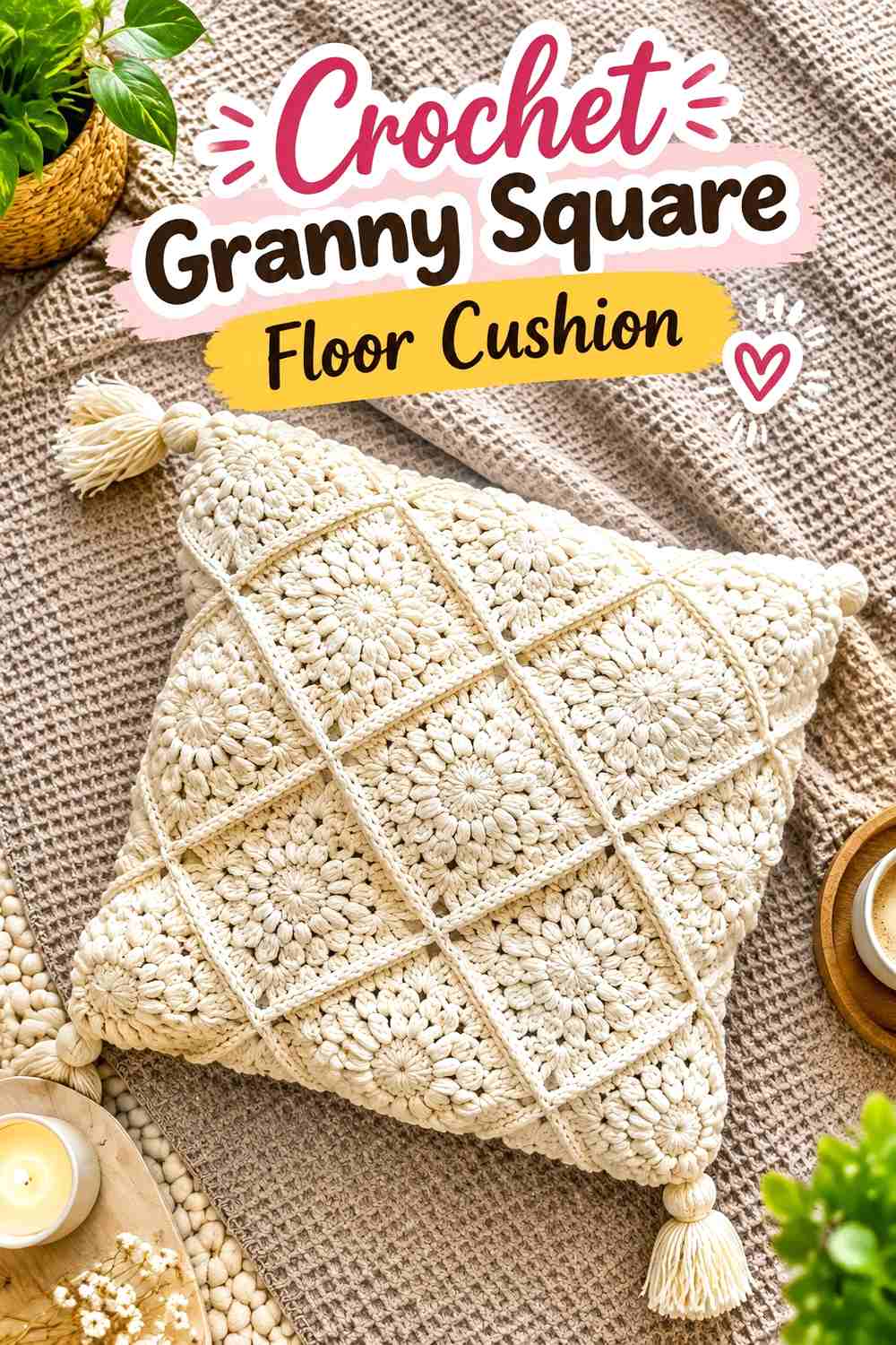 11. Crochet Granny Square Floor Cushion