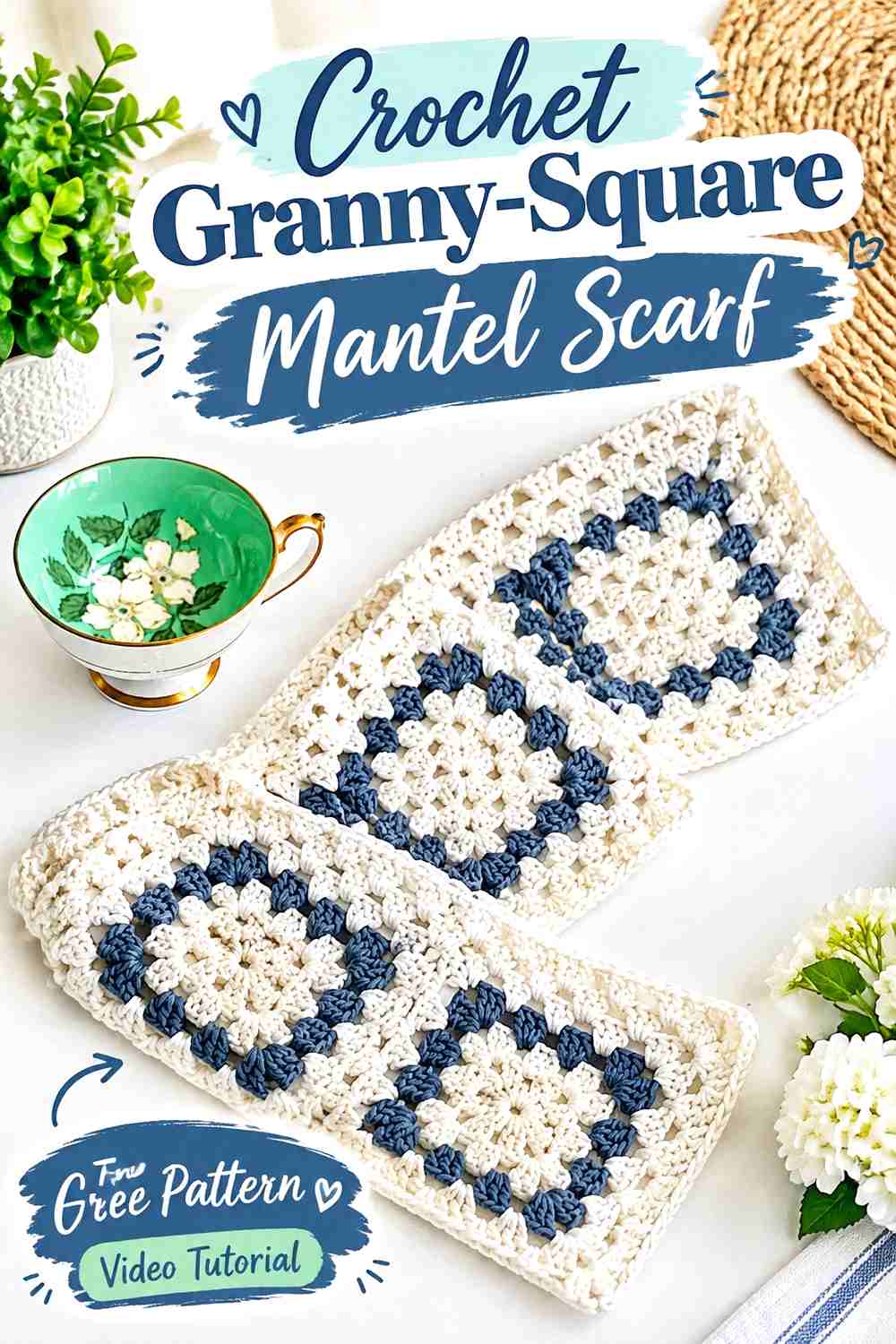 11. Crochet Granny-Square Mantel Scarf