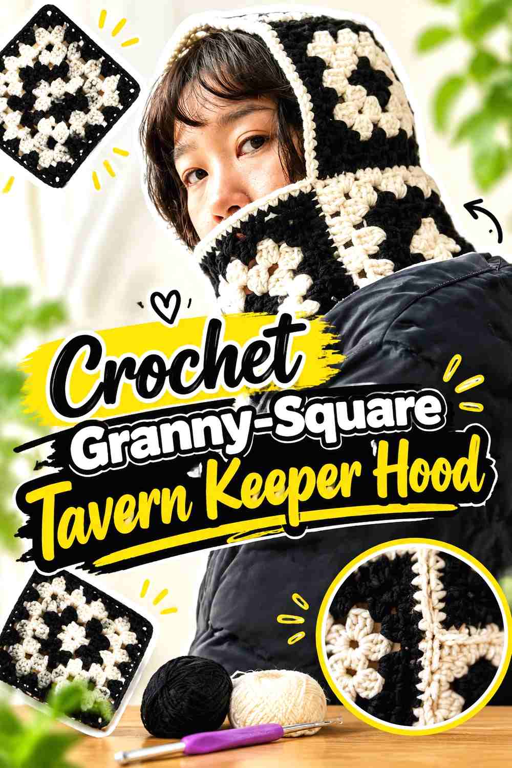 2. Crochet Granny-Square Tavern Keeper Hood