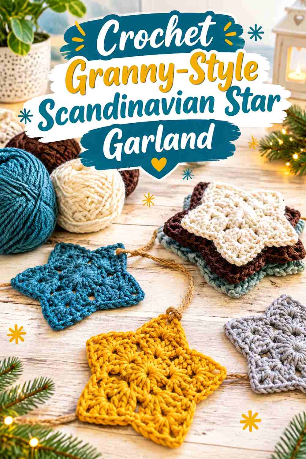 11. Crochet Granny-Style Scandinavian Star Garland