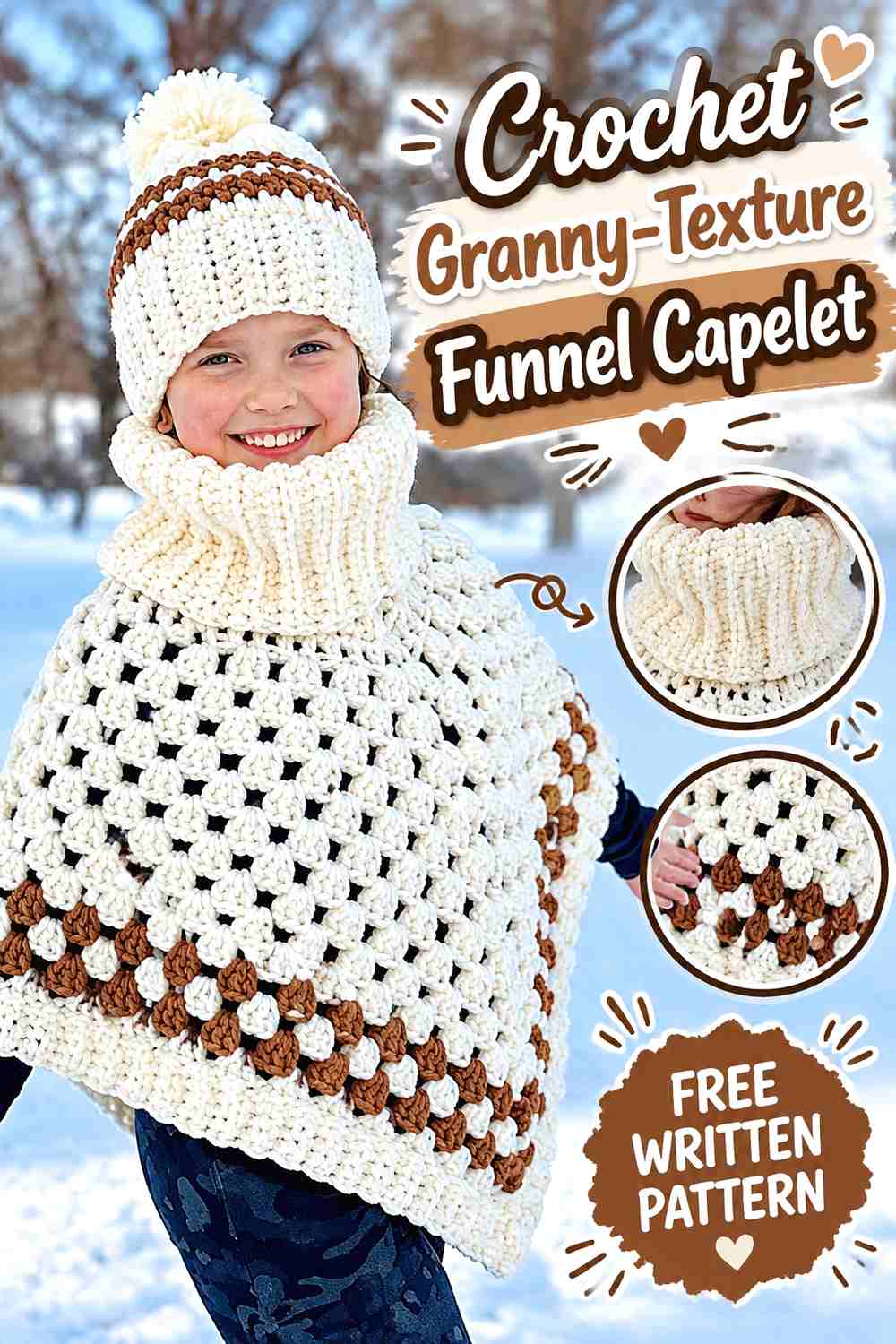 16. Crochet Granny Texture Funnel Capelet