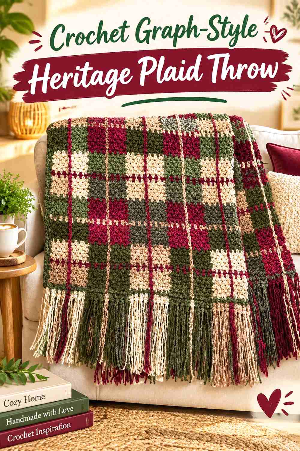 6. Crochet Graph-Style Heritage Plaid Throw