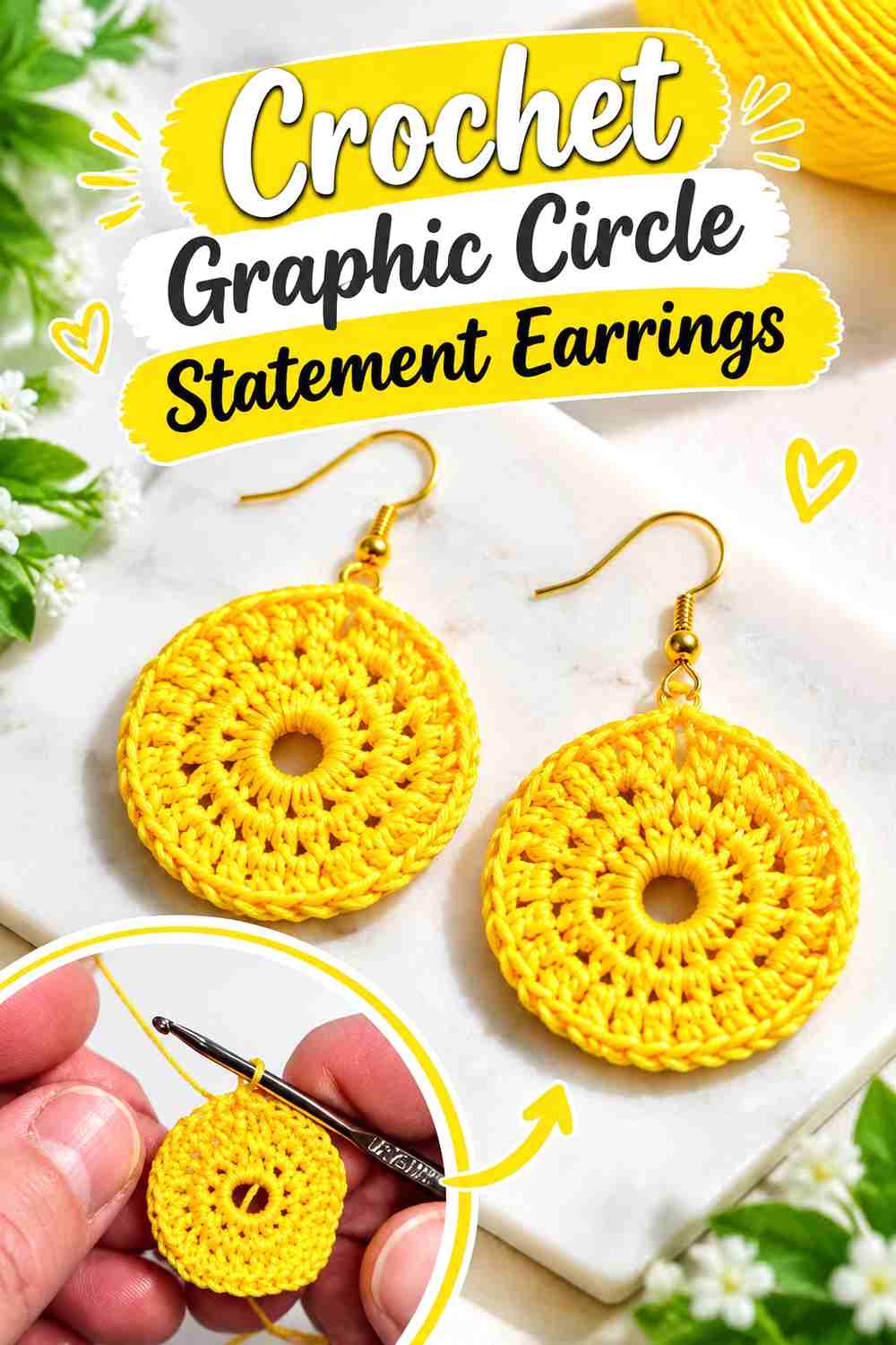 5. Crochet Graphic Circle Statement Earrings