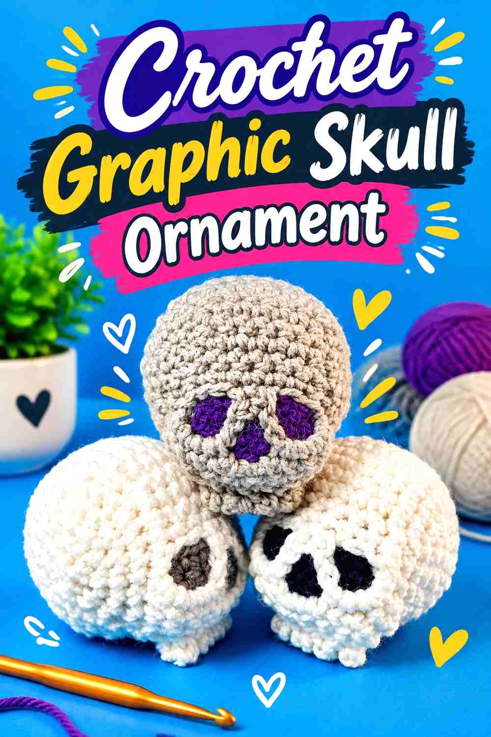 8. Crochet Graphic Skull Ornament