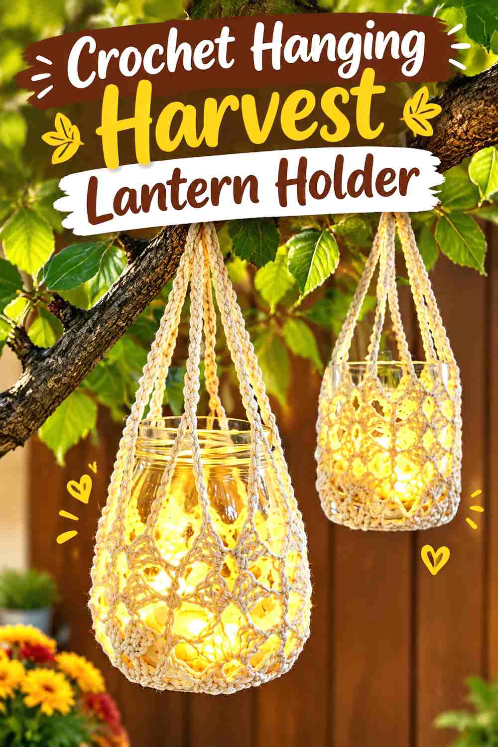 3. Crochet Hanging Harvest Lantern Holder