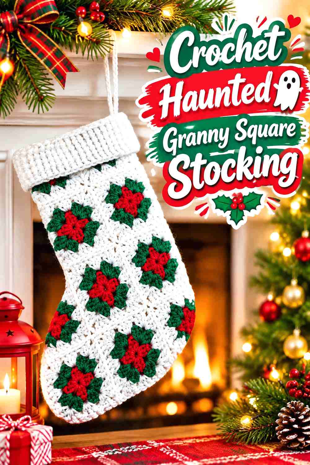 1. Crochet Haunted Granny Square Stocking