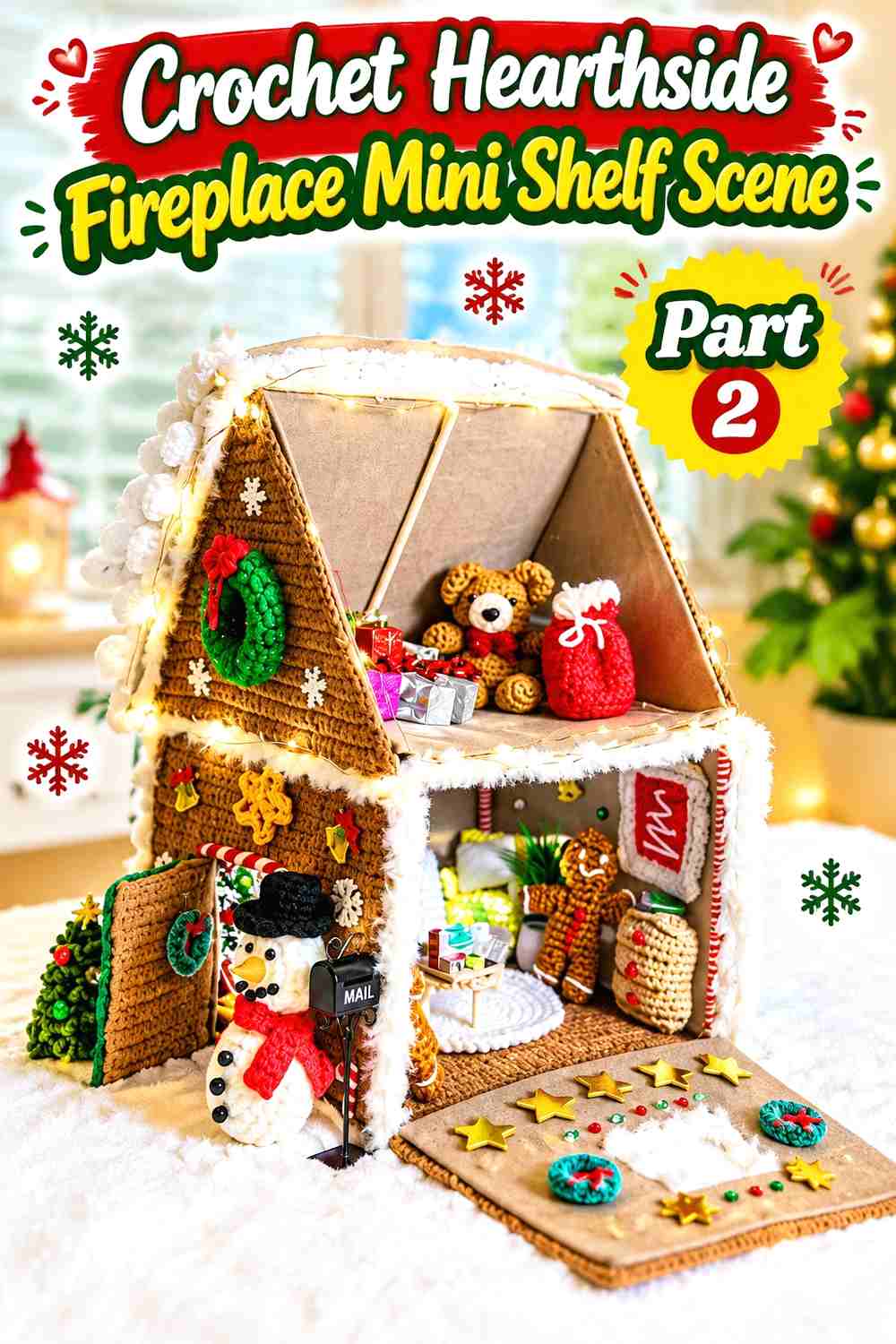 4. Crochet Hearthside Fireplace Mini Shelf Scene