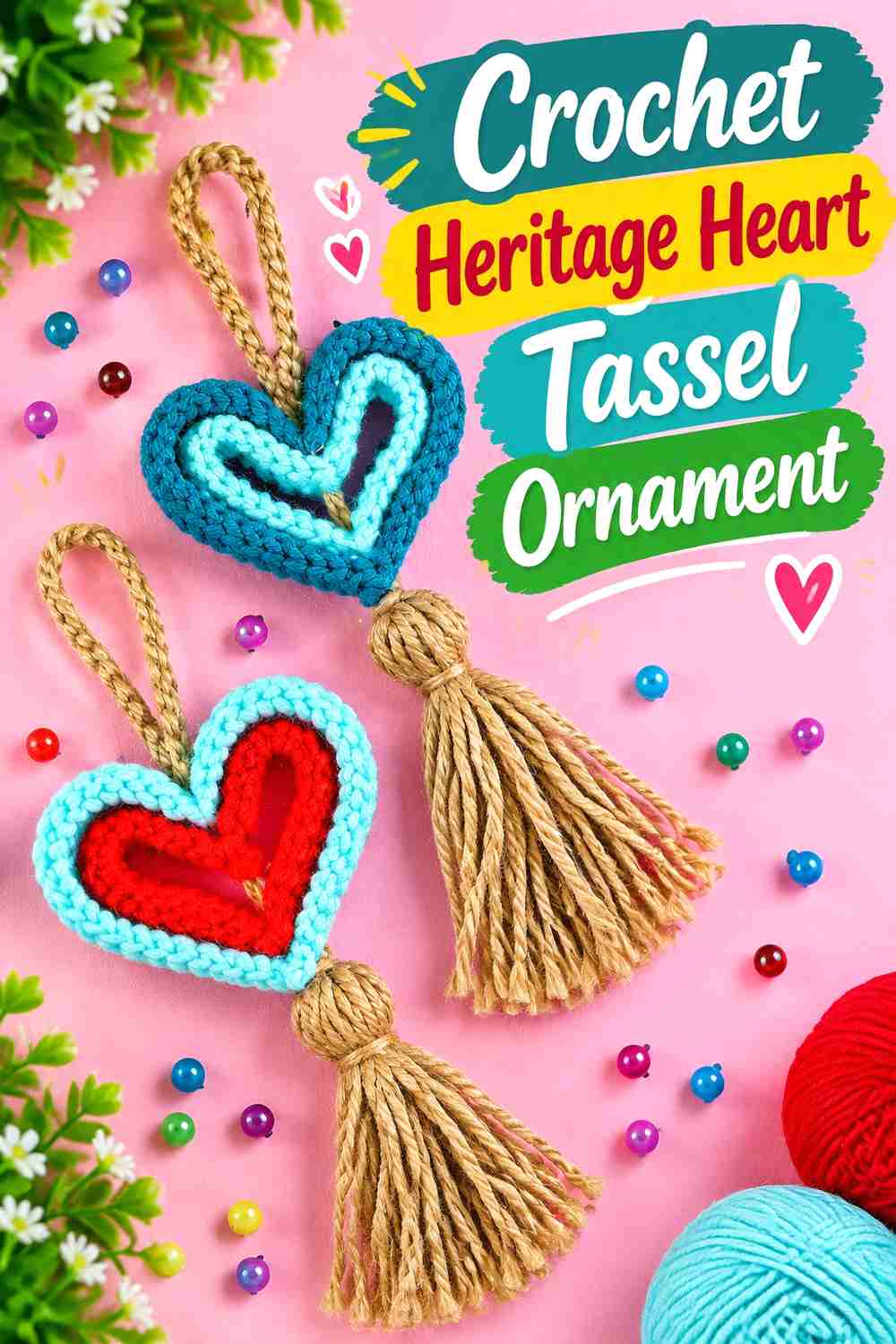 4. Crochet Heritage Heart Tassel Ornament