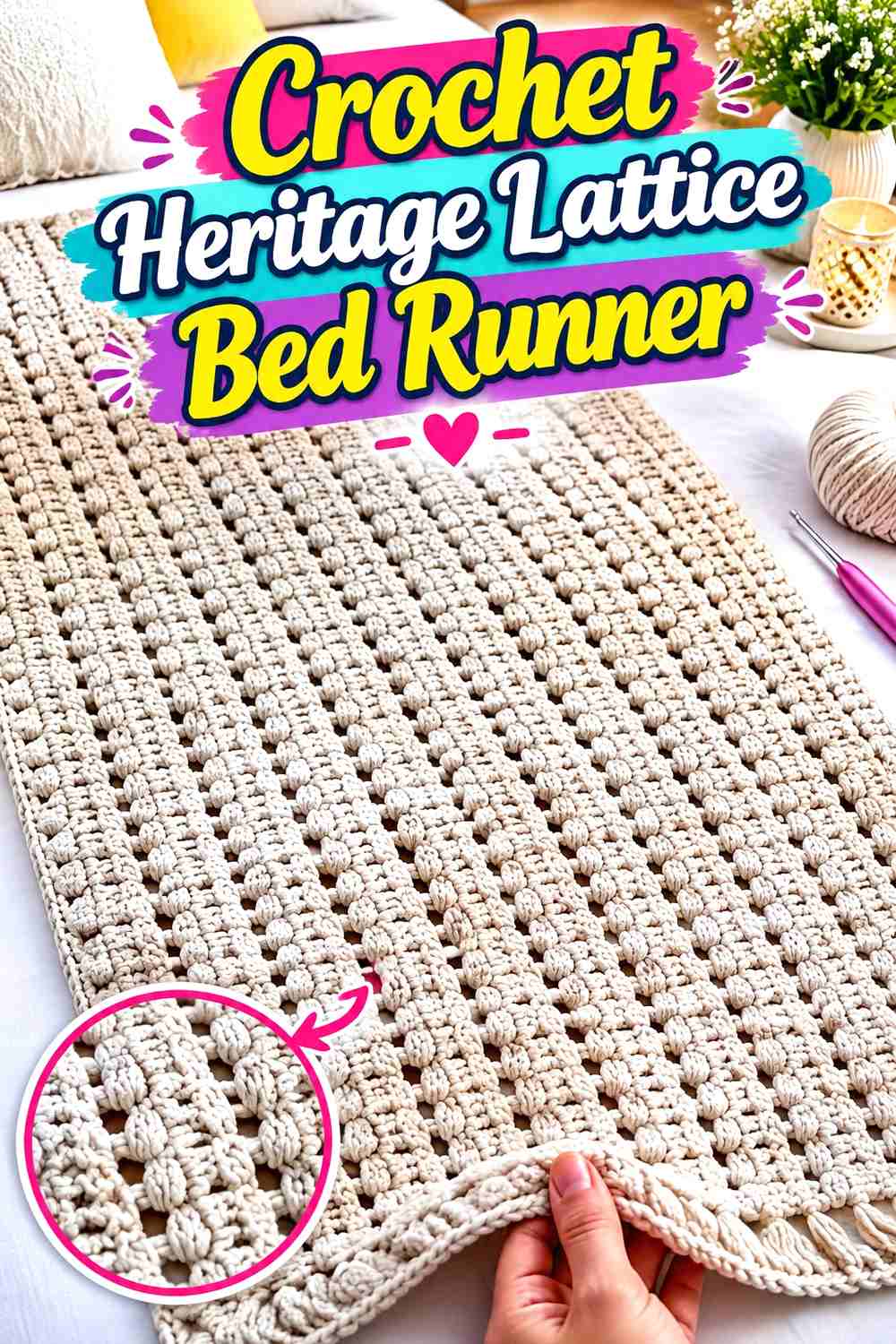 2. Crochet Heritage Lattice Bed Runner