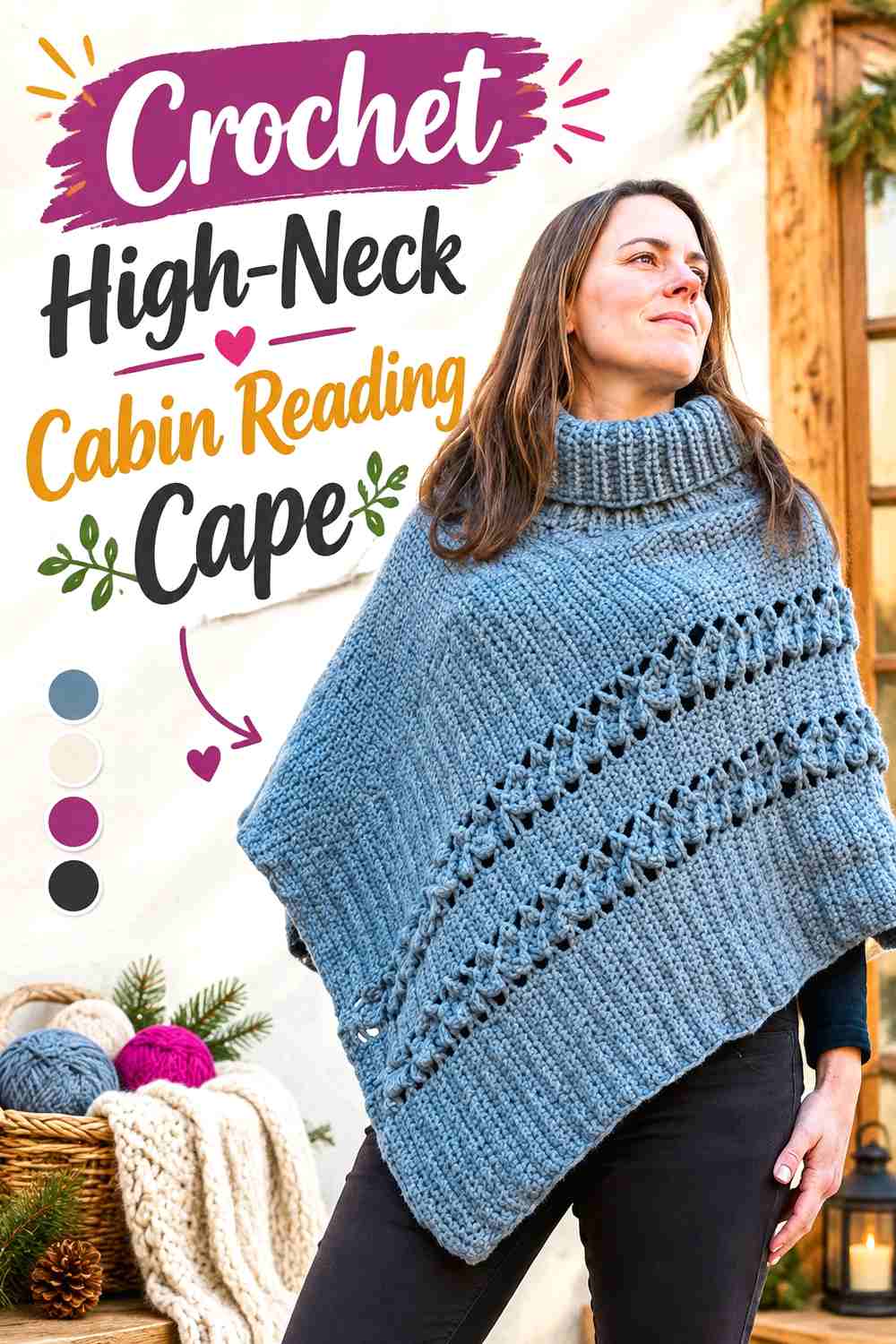 10. Crochet High-Neck Cabin Reading Cape