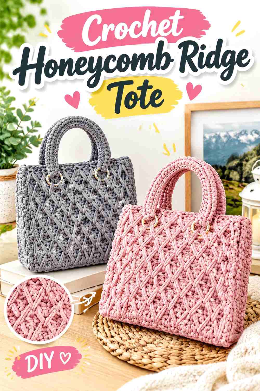 12. Crochet Honeycomb Ridge Tote