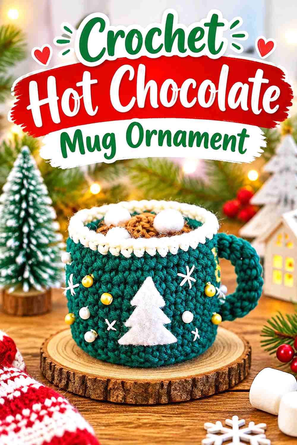 13. Crochet Hot Chocolate Mug Ornament