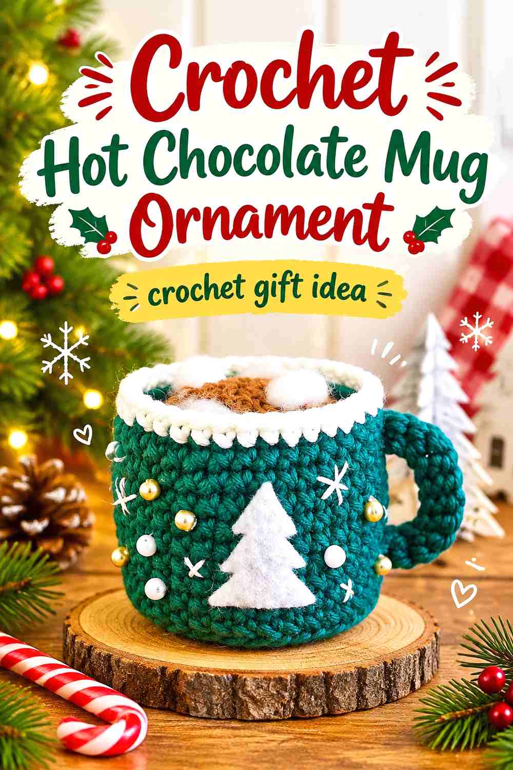 17. Crochet Hot Chocolate Mug Ornament