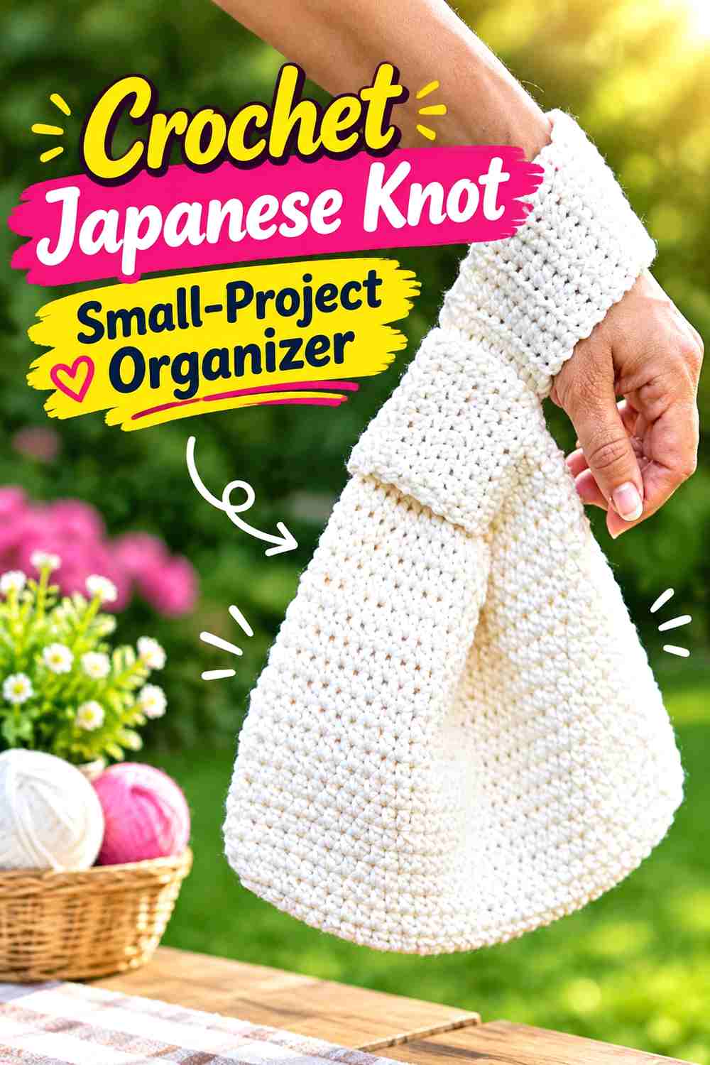 10. Crochet Japanese Knot Small Project Organizer