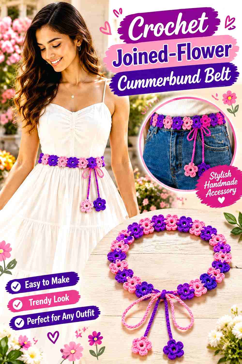 9. Crochet Joined Flower Cummerbund Belt