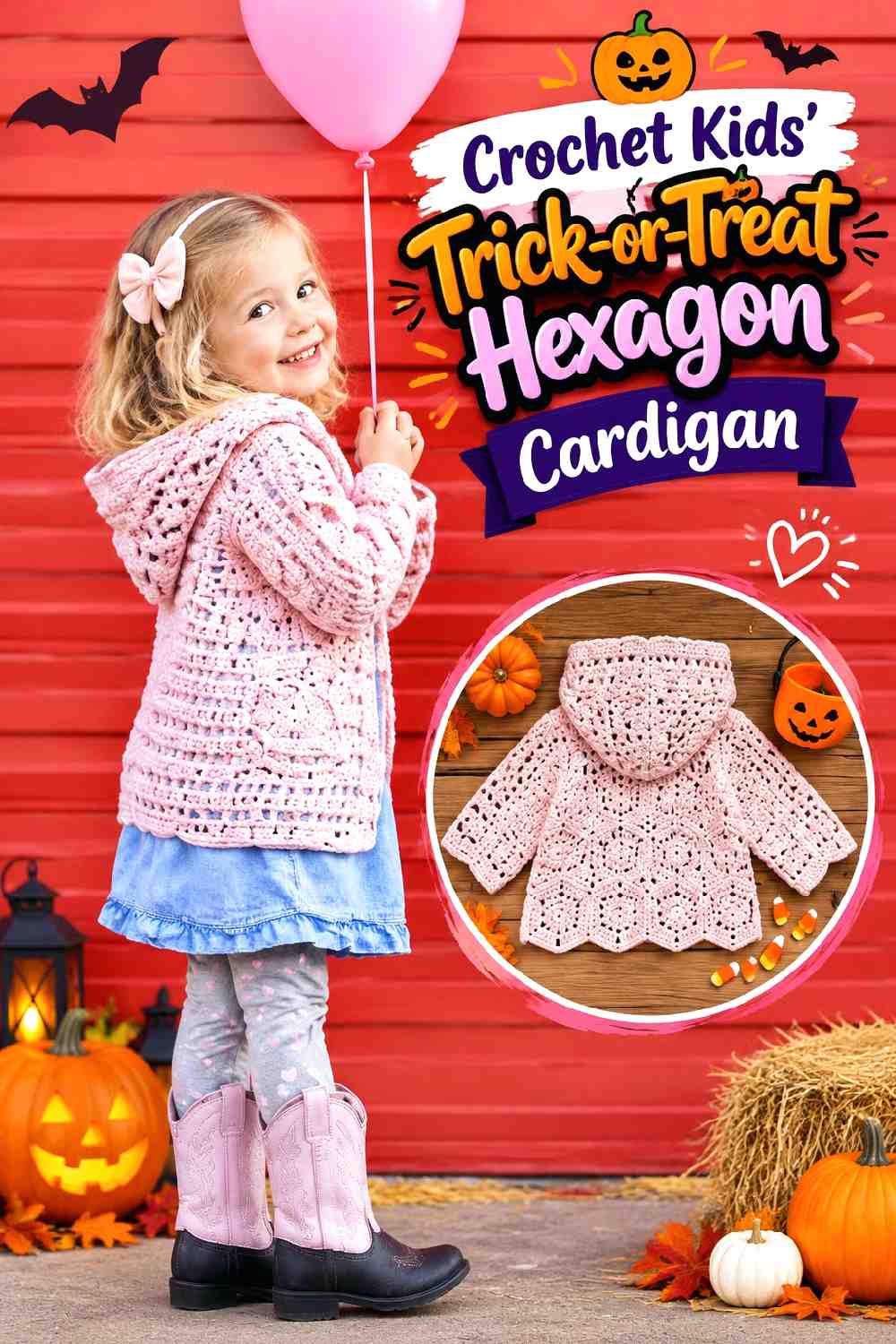 Crochet Kids’ Trick or Treat Hexagon Cardigan
