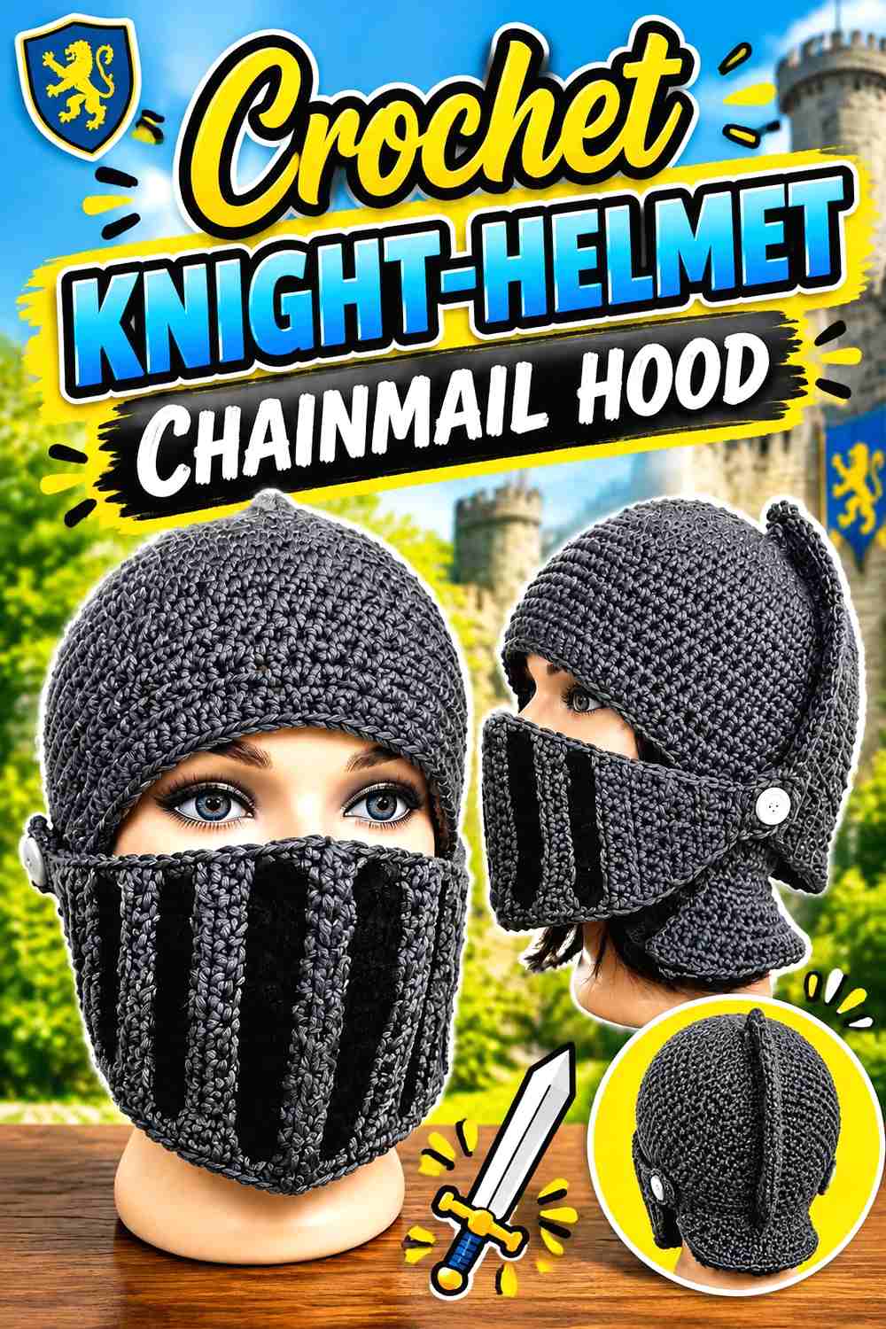 13. Crochet Knight-Helmet Chainmail Hood