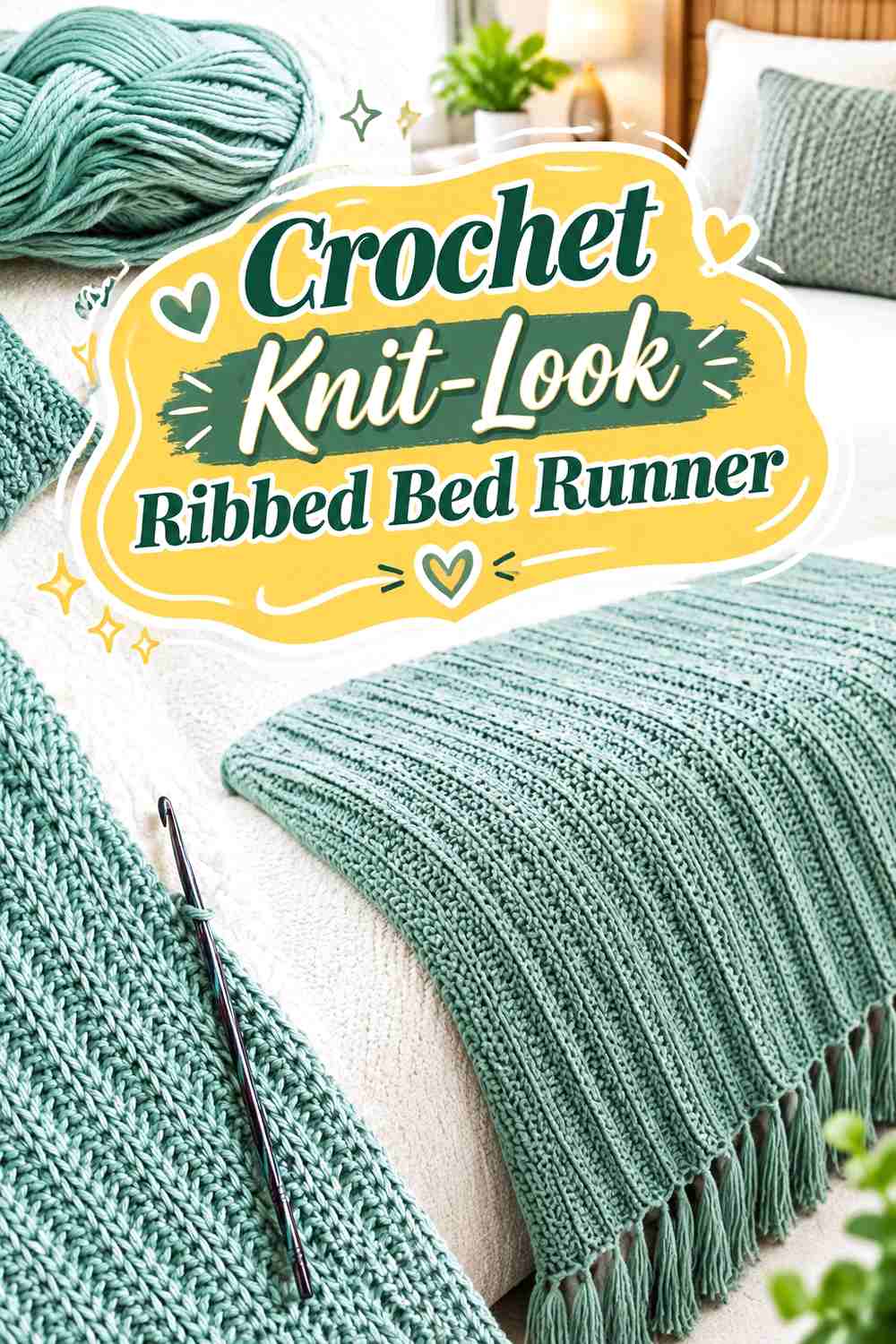 12. Crochet Knit-Look Ribbed Bed Runner
