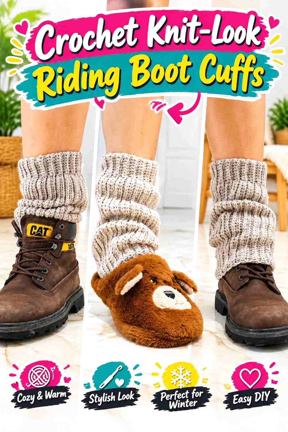 7. Crochet Knit-Look Riding Boot Cuffs