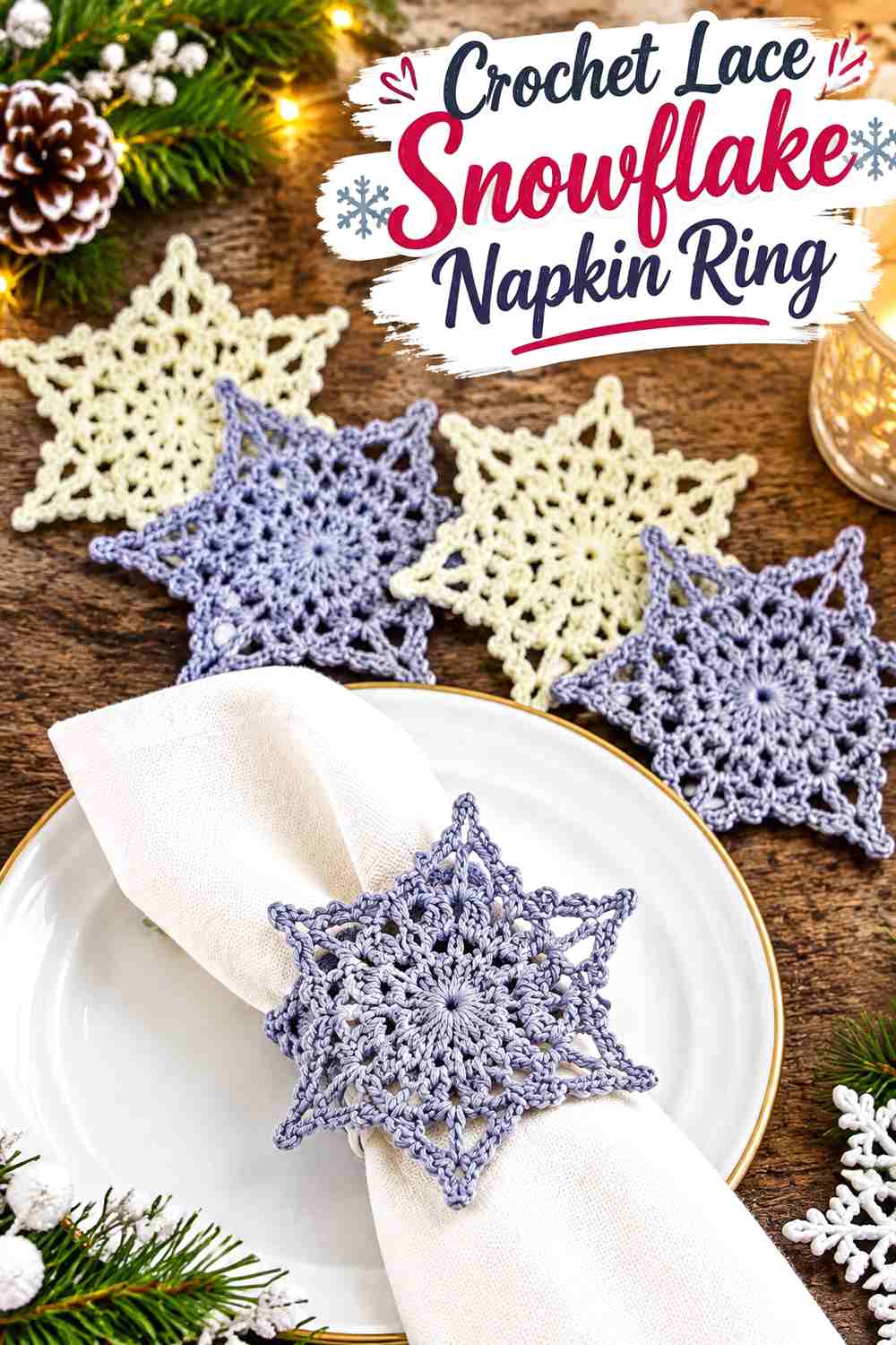 5. Crochet Lace Snowflake Napkin Ring