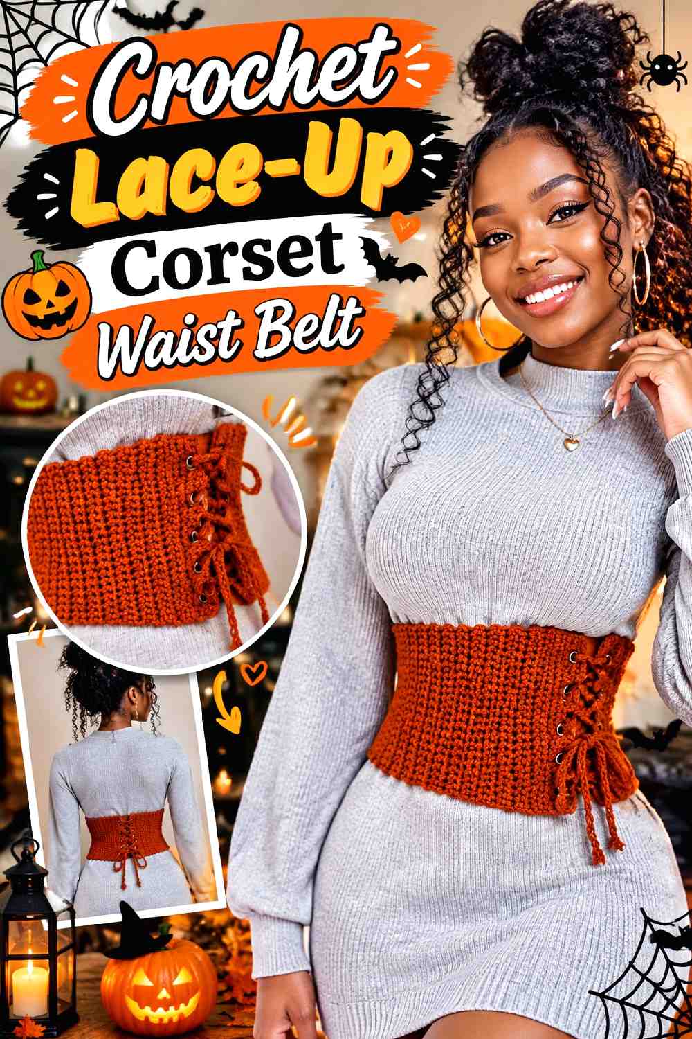 11. Crochet Lace Up Corset Waist Belt