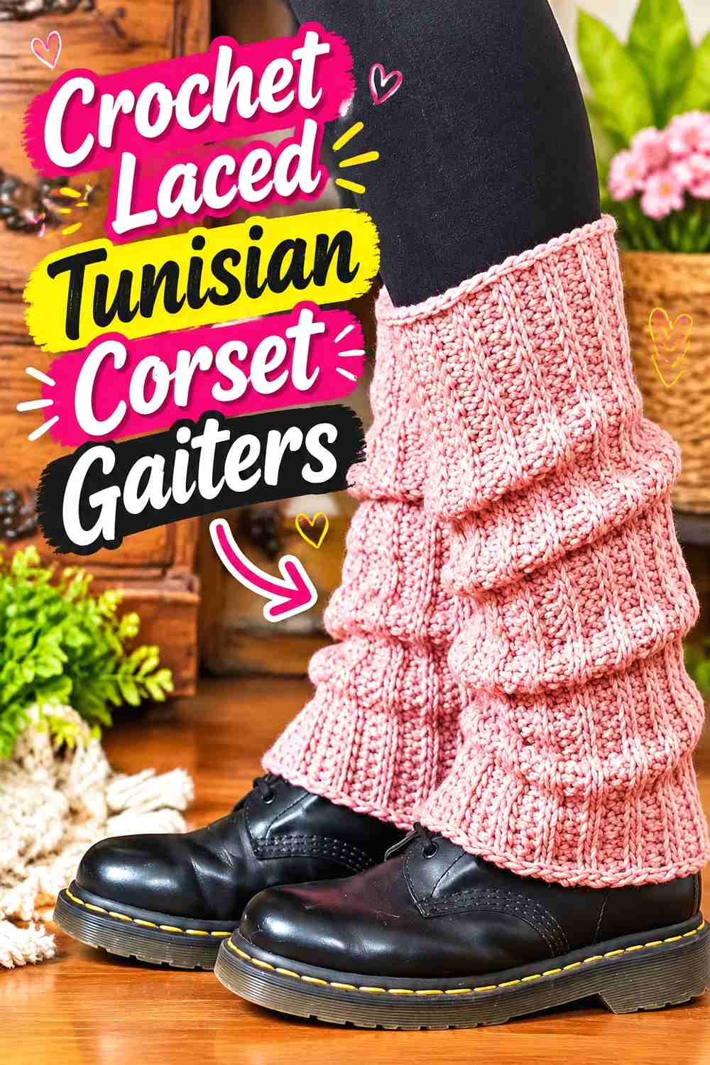 15. Crochet Laced Tunisian Corset Gaiters