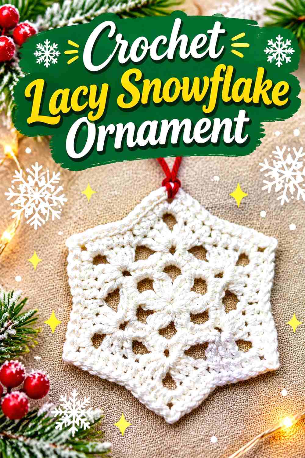 2. Crochet Lacy Snowflake Ornament