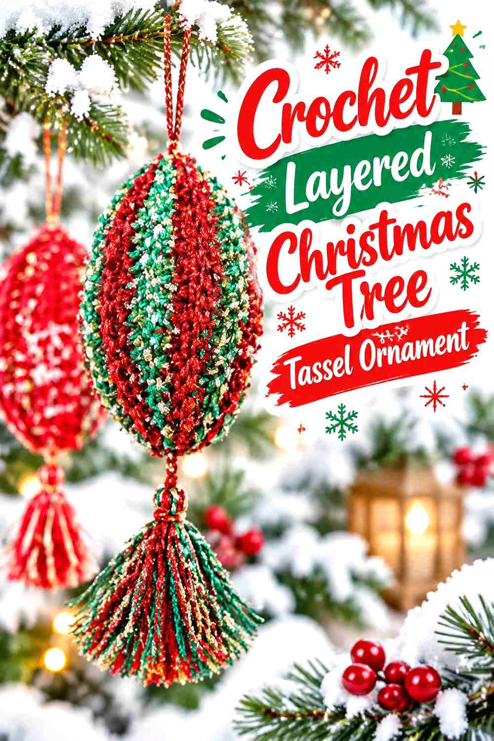 1. Crochet Layered Christmas Tree Tassel Ornament