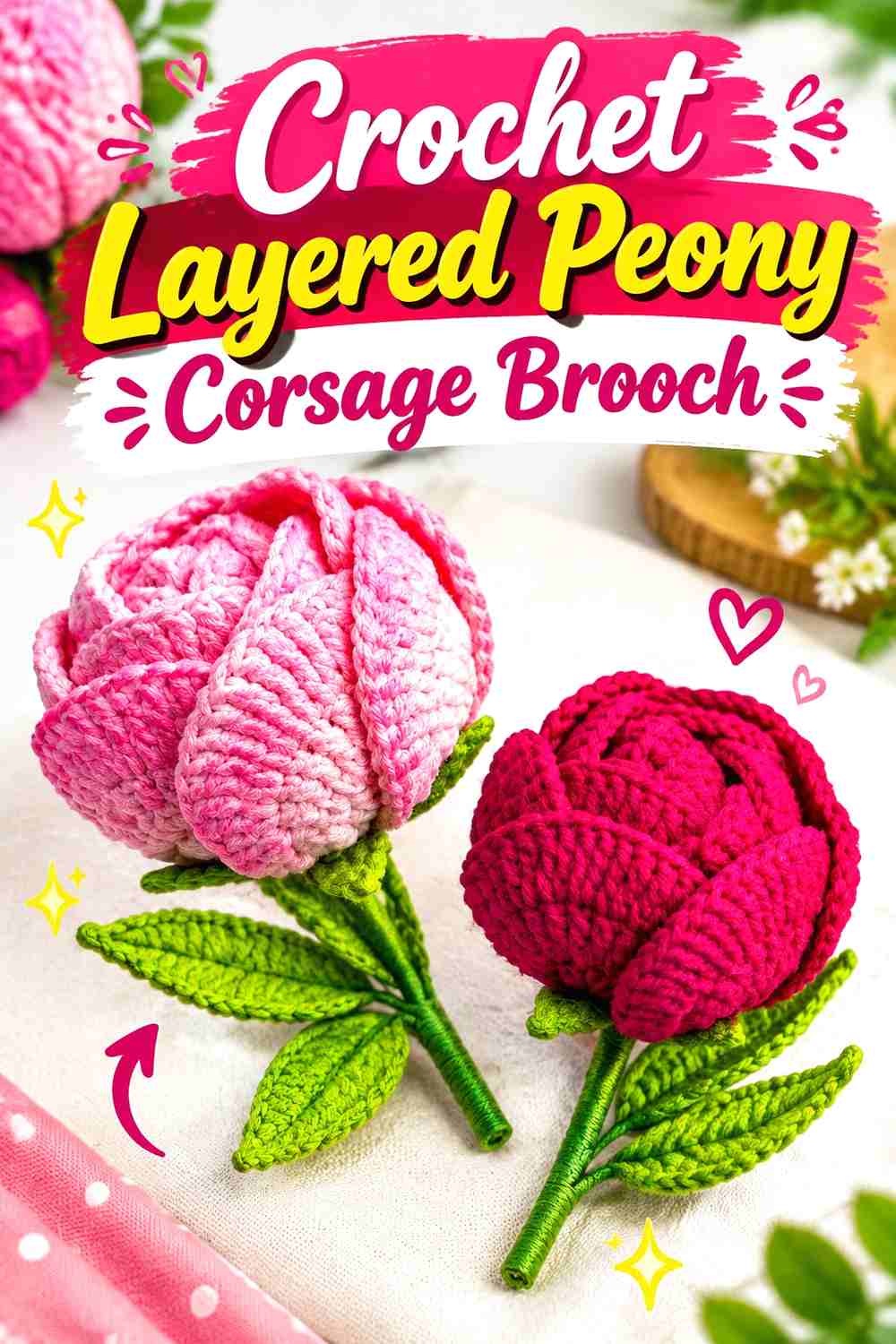 10. Crochet Layered Peony Corsage Brooch