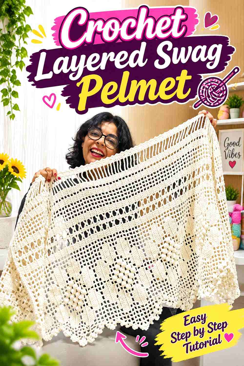 1. Crochet Layered Swag Pelmet