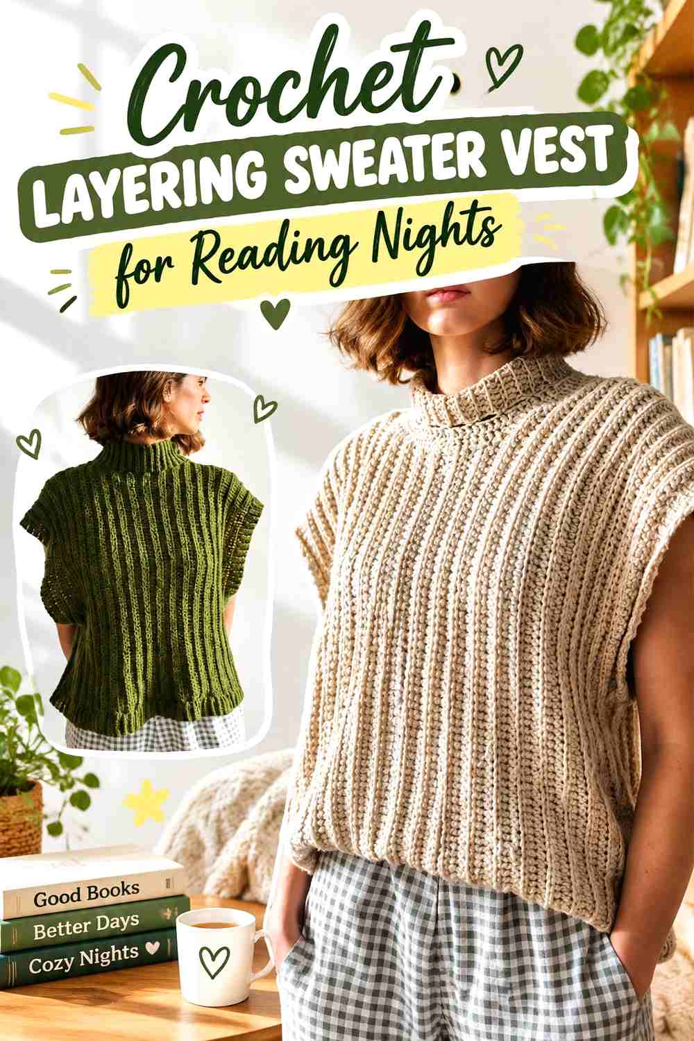 10. Crochet Layering Sweater Vest for Reading Nights