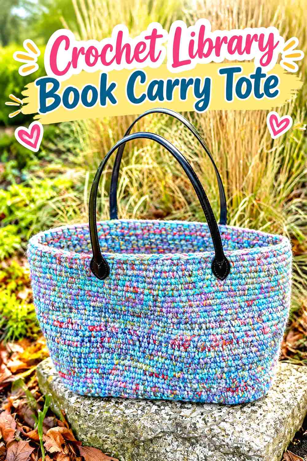 14. Crochet Library Book Carry Tote