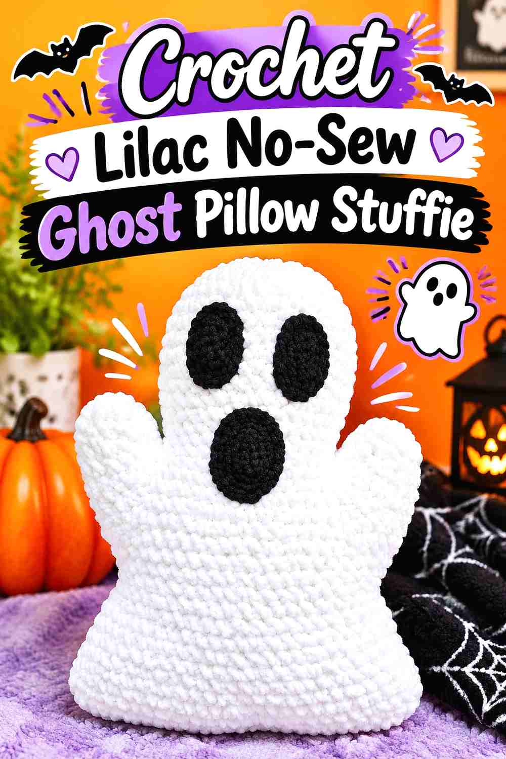5. Crochet Lilac No-Sew Ghost Pillow Stuffie