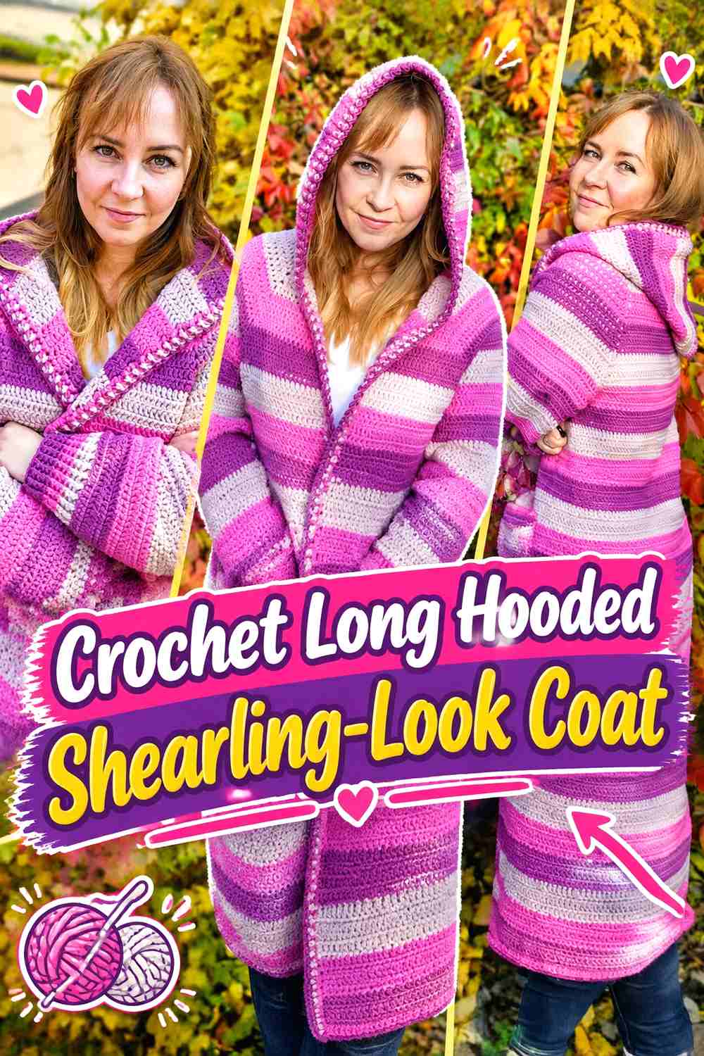 16. Crochet Long Hooded Shearling-Look Coat