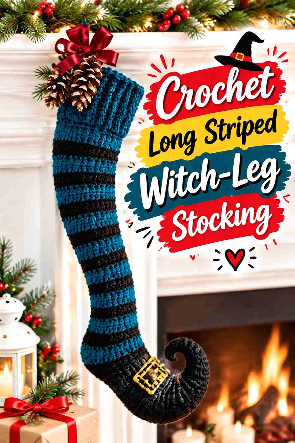 8. Crochet Long Striped Witch-Leg Stocking