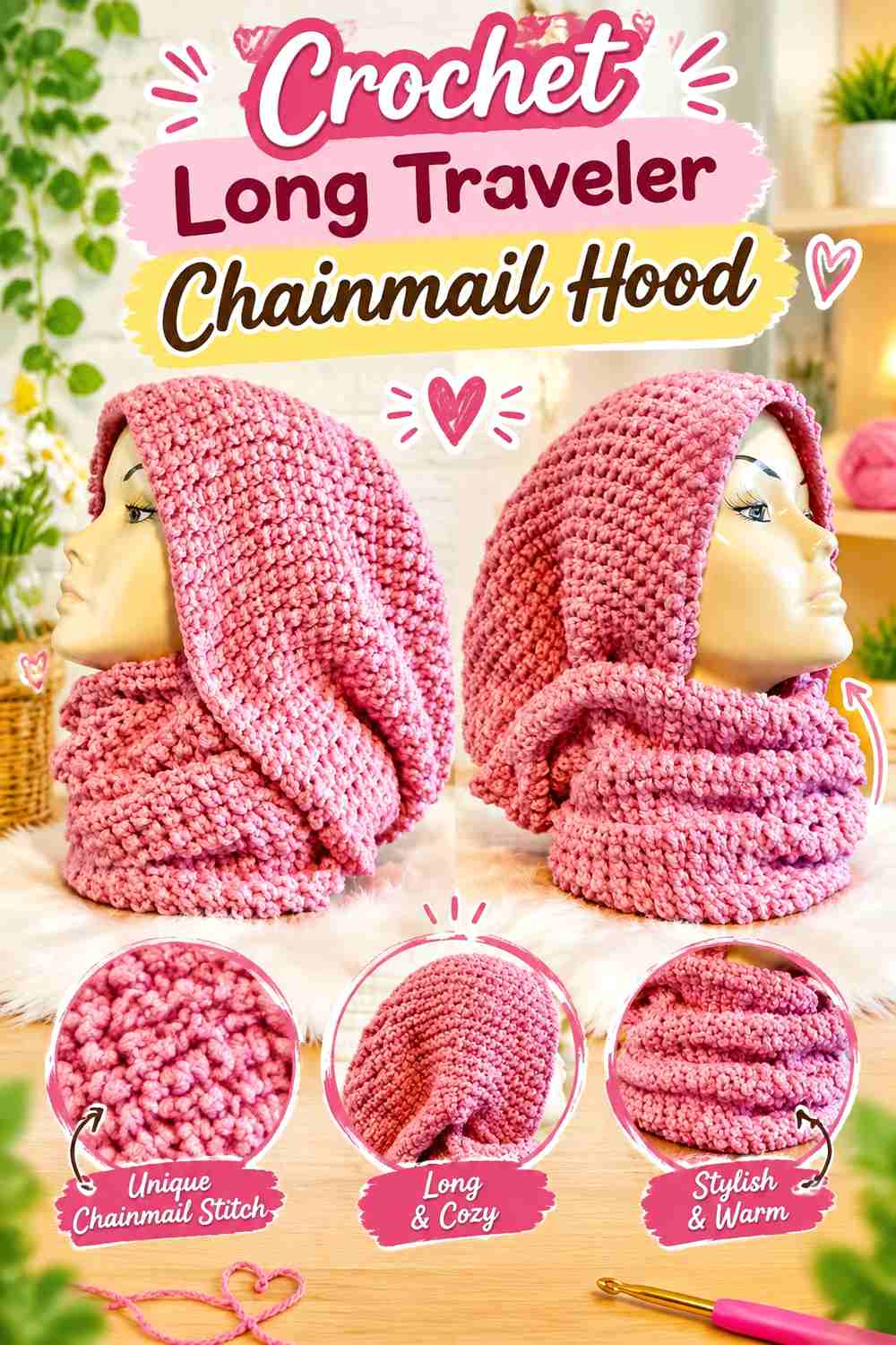 10. Crochet Long Traveler Chainmail Hood