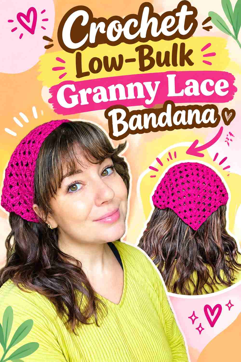 13. Crochet Low Bulk Granny Lace Bandana