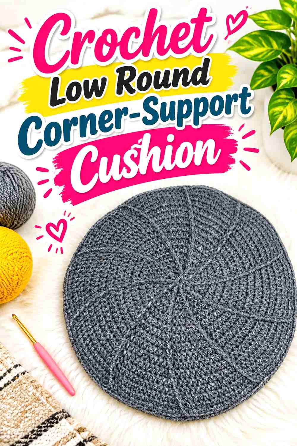 11. Crochet Low Round Corner-Support Cushion