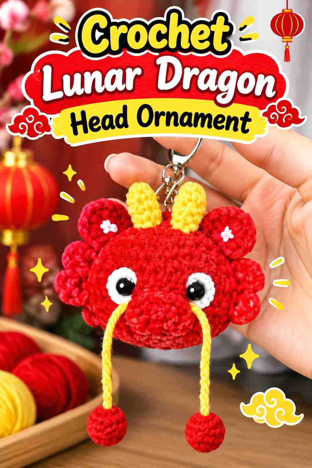 4. Crochet Lunar Dragon Head Ornament
