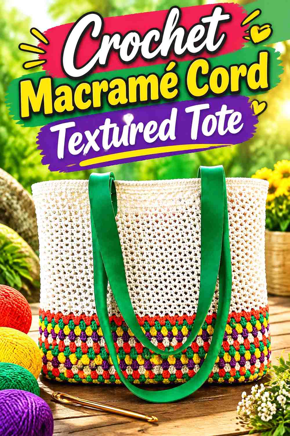 9. Crochet Macramé Cord Textured Tote