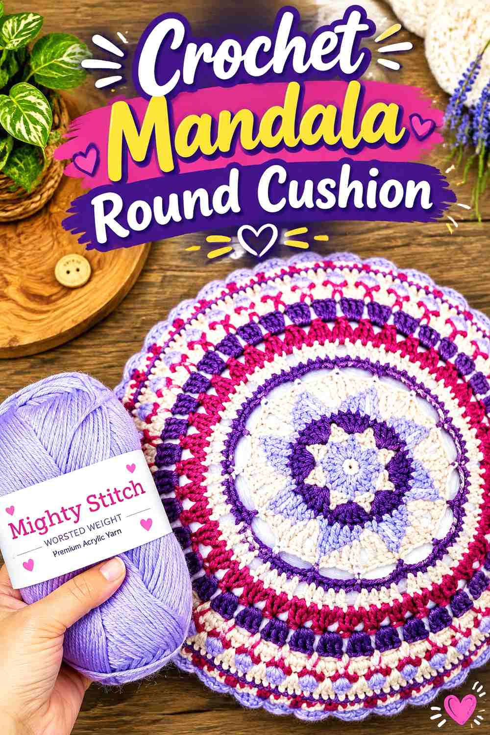 9. Crochet Mandala Round Cushion